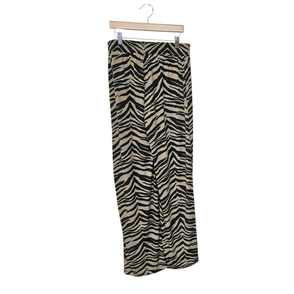Iman Palazzo Pants Pull-On Slinky Zebra Print Wide Lined Boho Office Mob Wife - Picture 1 of 7